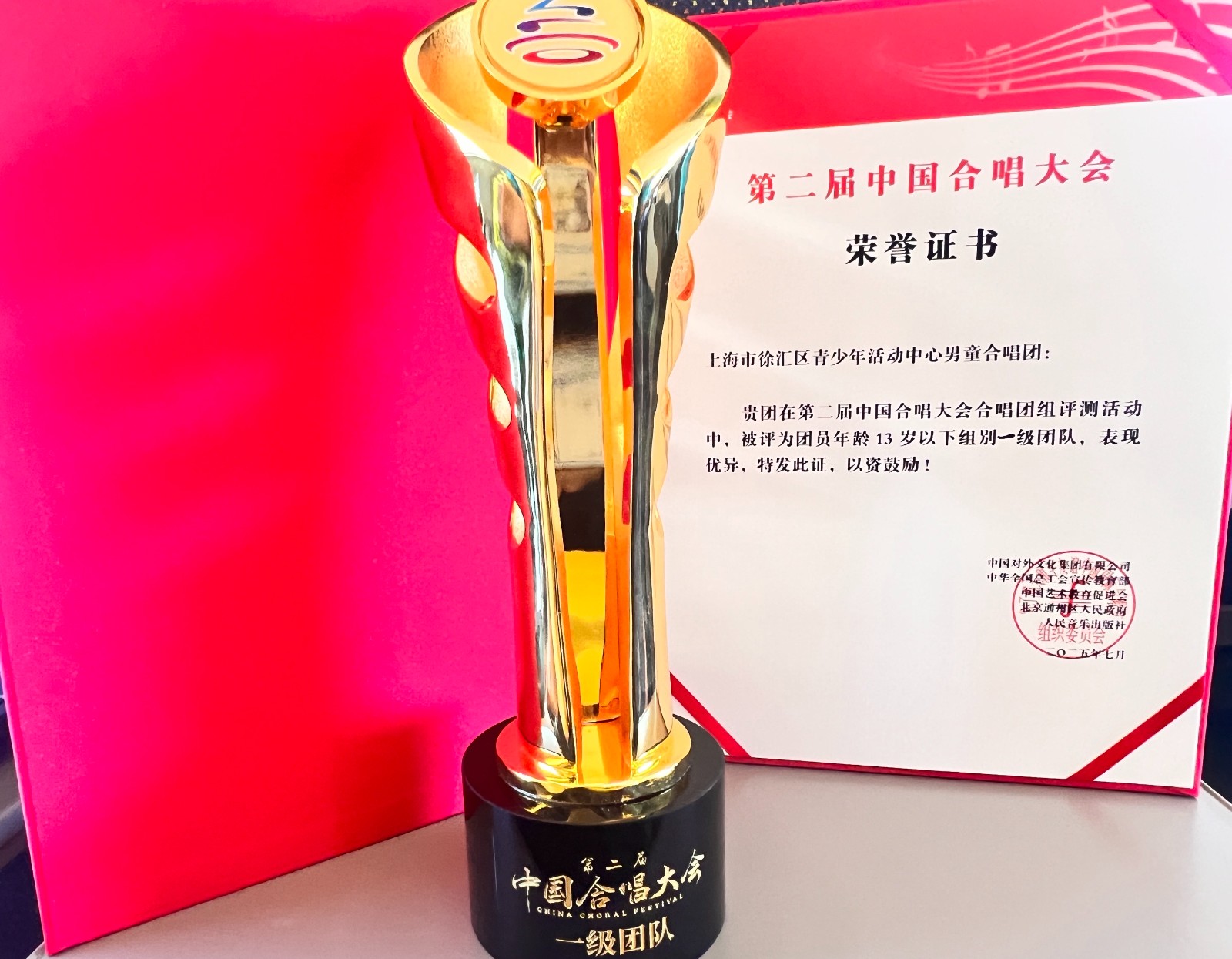徐汇区青少年活动中心男童合唱团荣获2025第二届中国合唱大会“十佳团队”